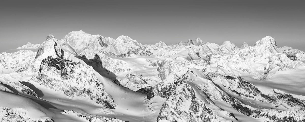 Panorama Mont Cervin, Mont Blanc, Grand Combin, Aiguille Verte, Dent Blanche